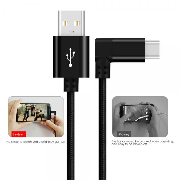 Picture of USB2.0 Type-C cable 90 degree bend Nylon（black）